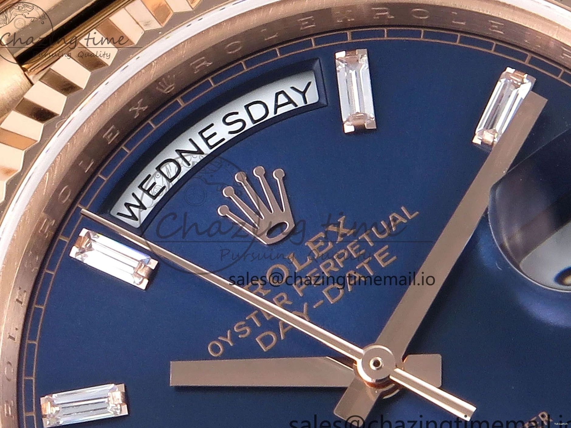 President Markers 228235 Edition Dial on Best Date Blue Bracelet Day VR2836 Diamonds Bezel QF Crystal 40 RG 1:1 0520
